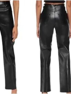 Aritzia Black Faux Leather Straight Leg Pants
